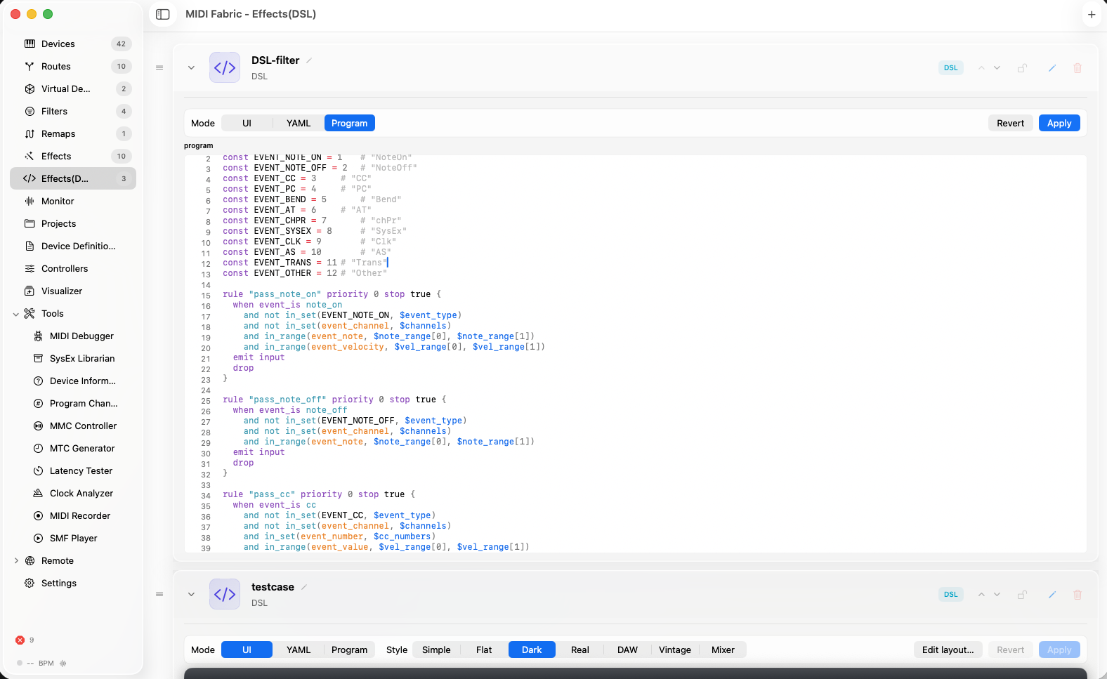 MIDI Fabric の DSL エフェクトエディタ